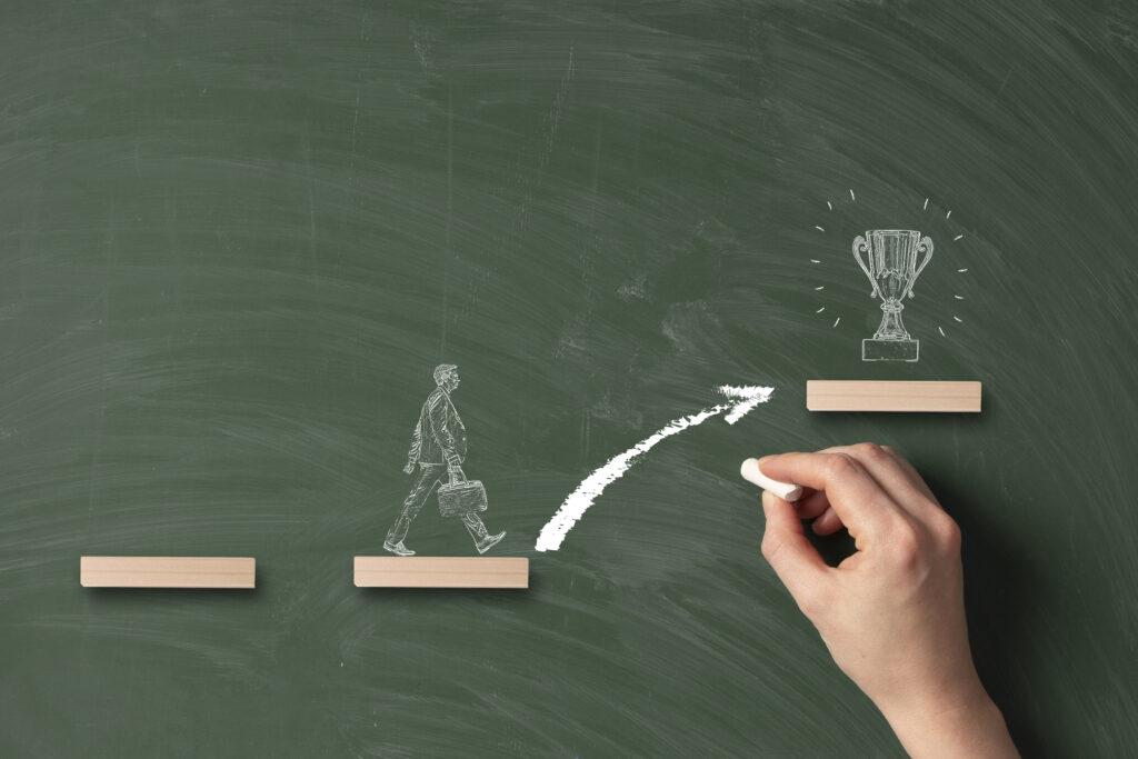 imagen explicativa sobre el proceso de conecucion de metas progresivas en el entorno laboral